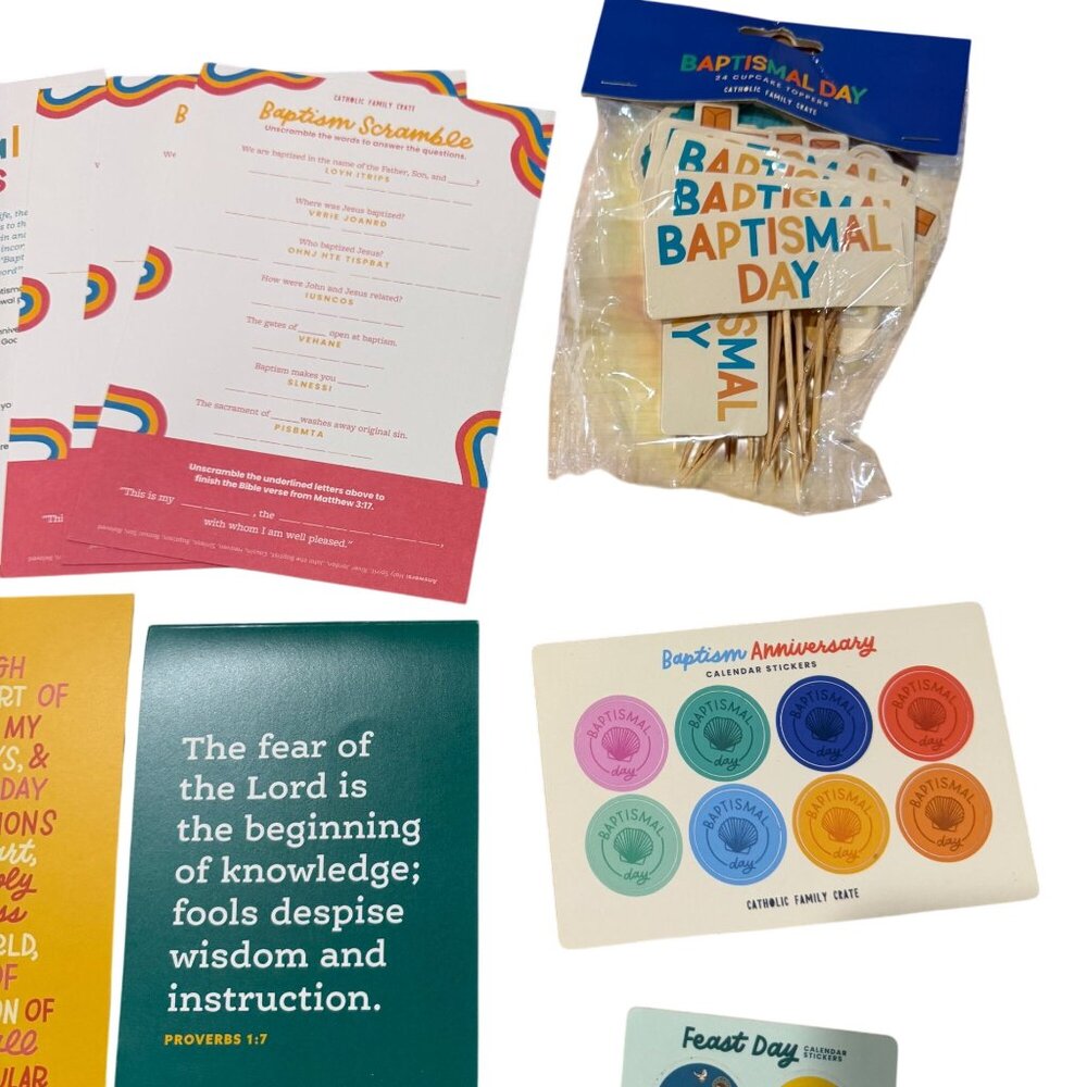 Catholic Family Crate January Baptism Subscription Box Thomas Aquinas Stickers - Picture 2 of 9